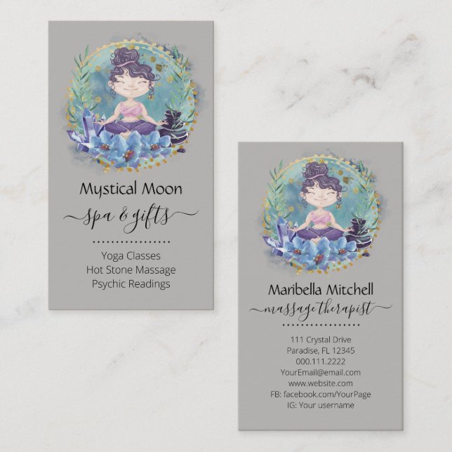 Zen rocks Yoga Wellness-Center Massage Therapeut B Visitenkarte (Vorne/Hinten)