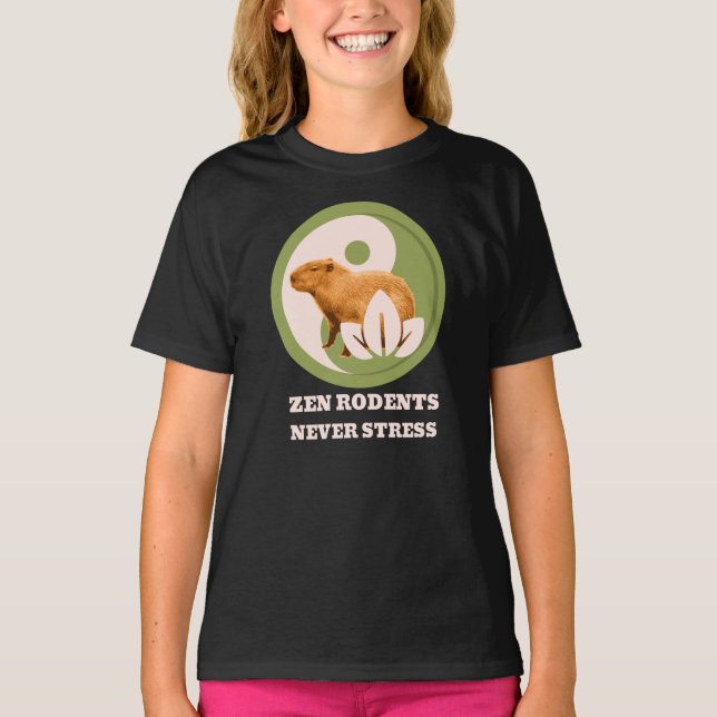 Zen Rodents stress Capybara T-Shirt (Vorderseite)