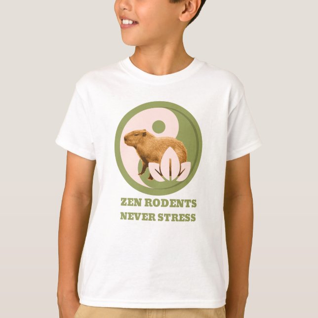 Zen Rodents stress Capybara T-Shirt (Vorderseite)