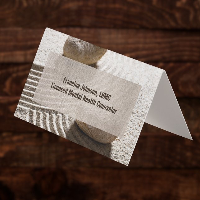 Zen Sand Labrynth and Stones with Faux Linen  Visitenkarten (Von Creator hochgeladen)