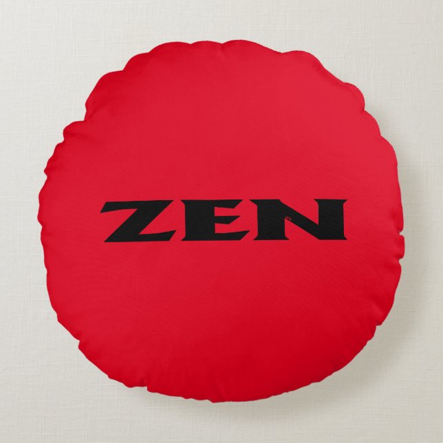 Zen schwarz rotes rundes Poly-throw-Kissen Rundes Kissen (Vorderseite)