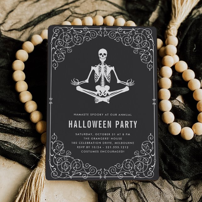 Zen Skeleton Halloween-Party Einladung (Von Creator hochgeladen)