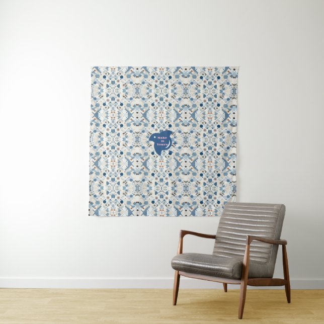 ZEN：Soft Blue & White Serenity Customizable  Wandteppich (Beispiel)