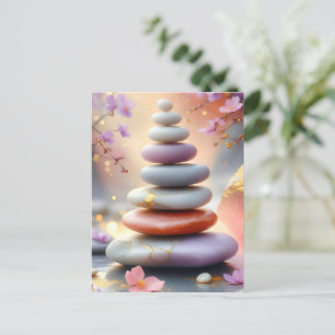 Zen Spirituelle Steine Balance Blumenkunst Postkarte