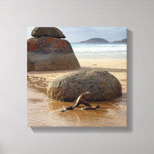 Zen Stacks Boulders on Beach Leinwanddruck