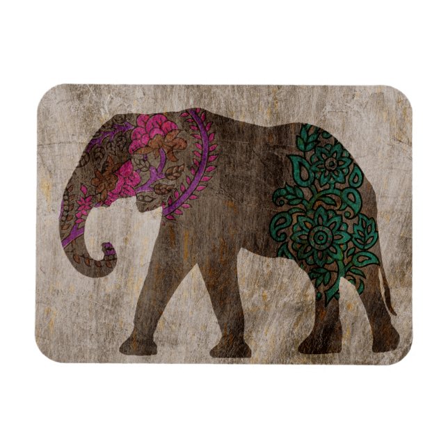 Zen-Stamm-asiatischer Elefant Magnet (Horizontal)