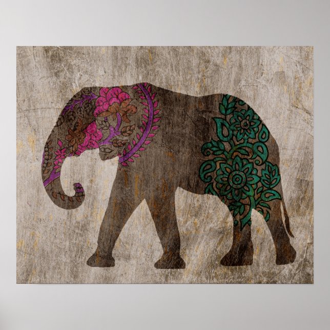 Zen-Stamm-asiatischer Elefant Poster (Vorne)