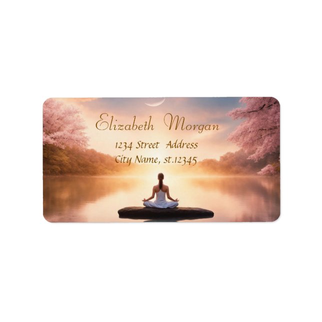 Zen-Stein-Meditationsmädchen Adressaufkleber (Vorne)
