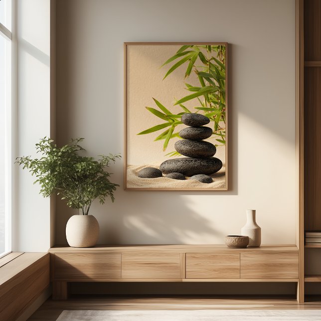 Zen-Stein-Stack - Minimale Japandi-Wandkunst Poster (Von Creator hochgeladen)