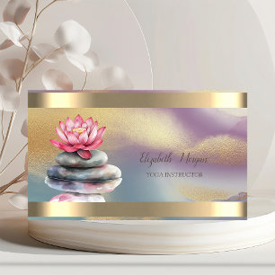 Zen Steine Lotus Gold Streifen Farbige Yoga Visitenkarte