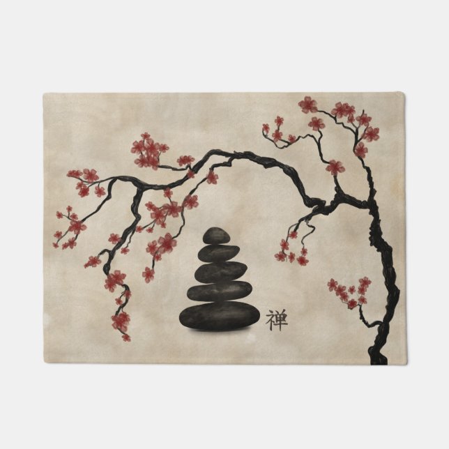 Zen Steine Sakura Baum Fußmatte (Vorderseite)