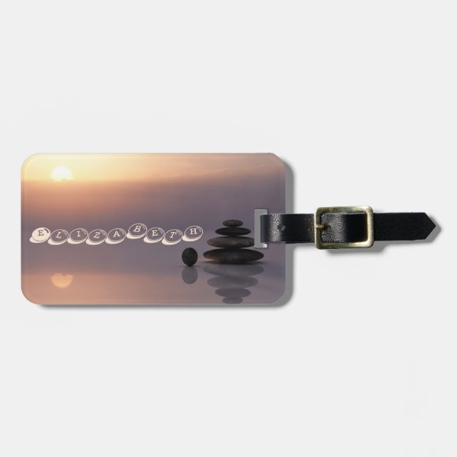 Zen-Steine, Sonnenuntergang Gepäckanhänger (Vorderseite horizontal)