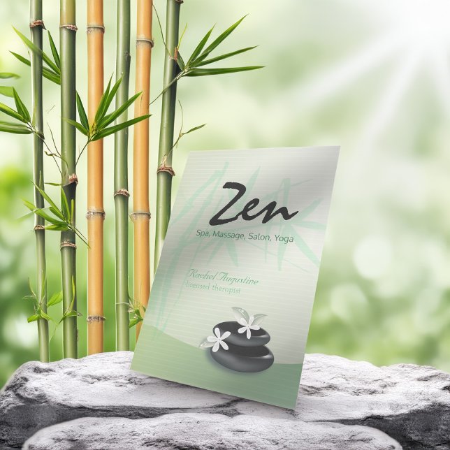 ZEN Stone Bamboo YOGA WELLNESS-CENTER Massage Schö Visitenkarte (Von Creator hochgeladen)