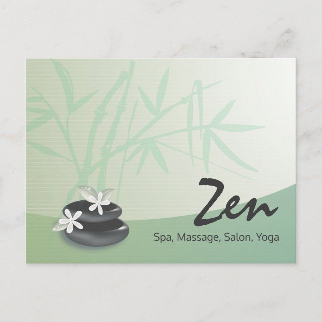 ZEN Stone Bamboo YOGA WELLNESS-CENTER Massage Ther Postkarte (Vorderseite)