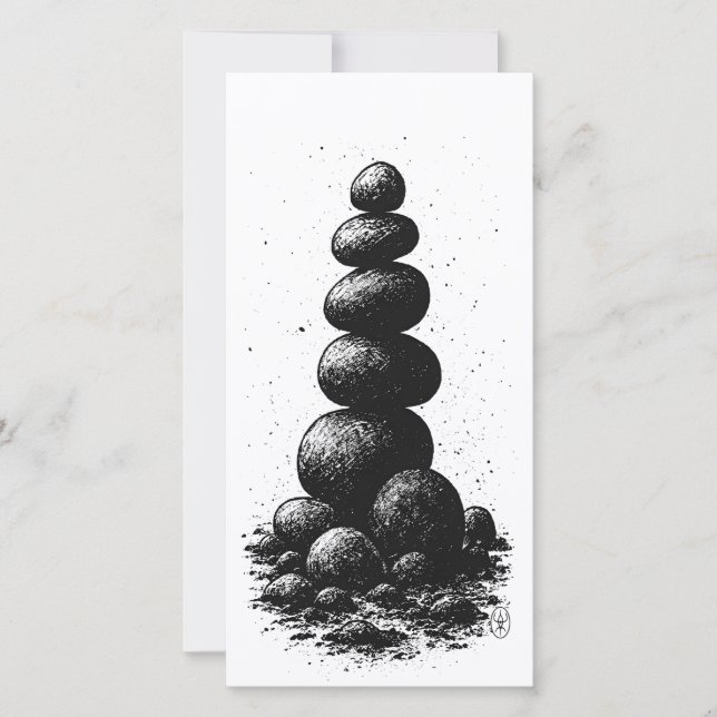 Zen Stone Cairn – Minimalist Ritual Invitation (Vorderseite)