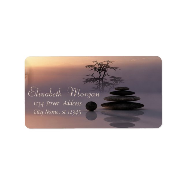 Zen Stones, Bambus, Relax Adressaufkleber (Vorne)