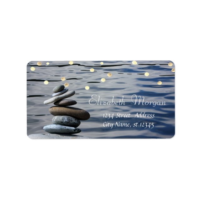 Zen Stones, Meer, Imitate Gold Foil Confetti Adressaufkleber (Vorne)