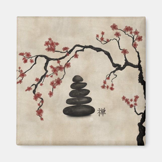 Zen stones Sakura Tree Magnet (Vorne)