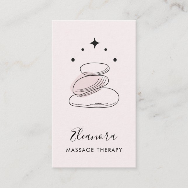 Zen Stones Symbol Logo Rosa Massage Therapie Rosa Visitenkarte (Vorderseite)