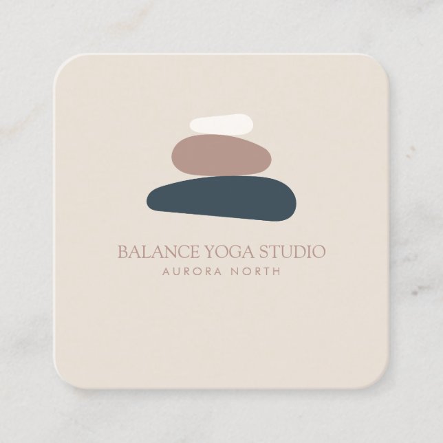 Zen Stones Yoga Instructor Individuelle Name Quadratische Visitenkarte (Vorderseite)