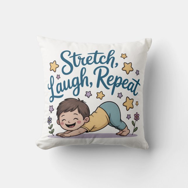 Zen Stretch laugh repeat yoga lover Kissen (Vorderseite)