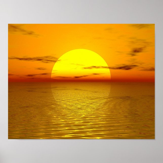 Zen Sunset Orange Yellow Ocean Liebe Frieden Harmo Poster (Vorne)