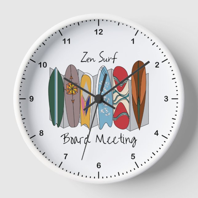 Zen-Surfbrett-Meeting Uhr (Vorderseite)