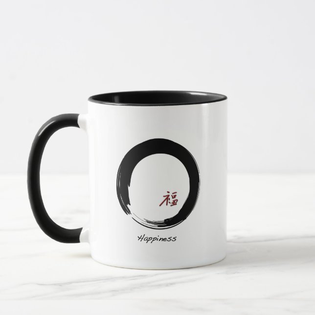Zen-Symbol mit Happiness-Zeichen Tasse (Links)
