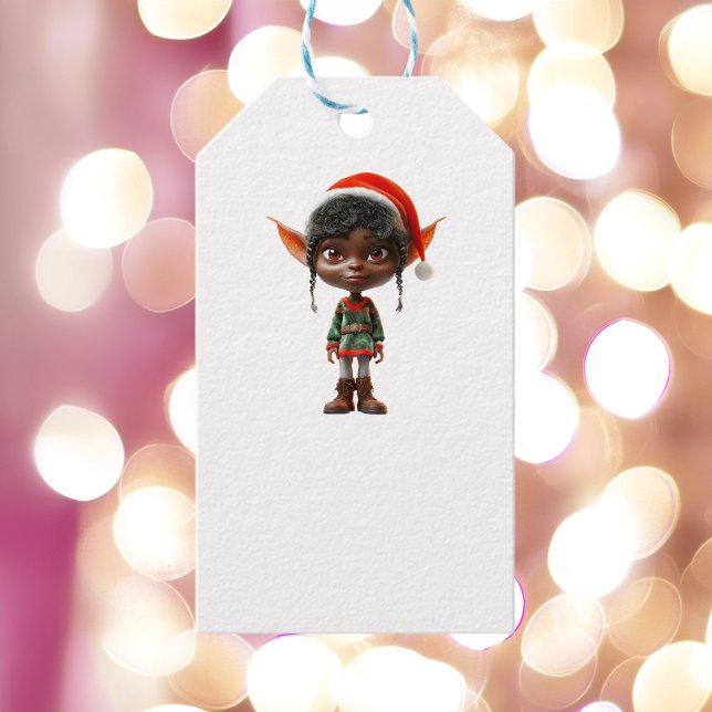 Zen Teen Christmas Elf White Gift Tag Geschenkanhänger (Von Creator hochgeladen)