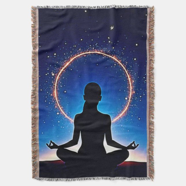 Zen Under Stars: Cosmic Meditation Decke (Vorderseite Vertikal)