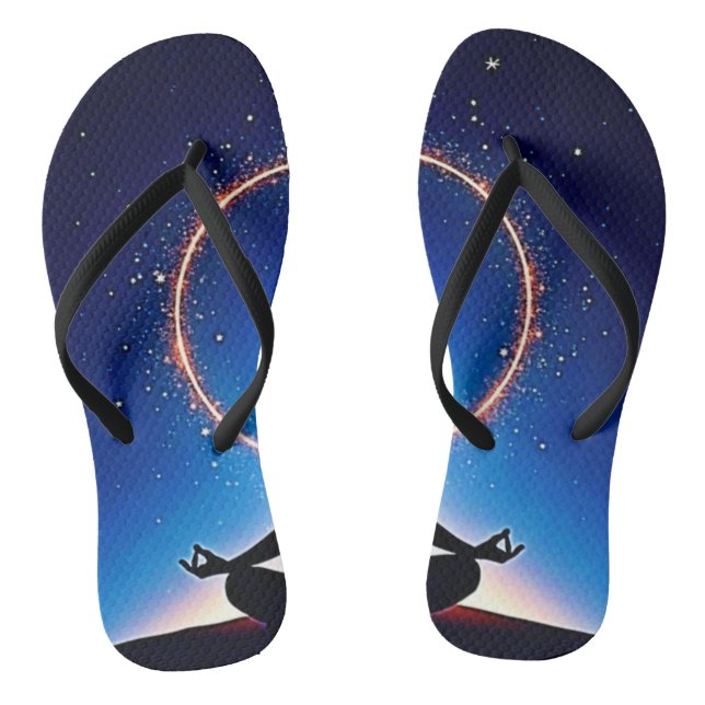 Zen Under Stars: Cosmic Meditation Flip Flops (Fußbett)