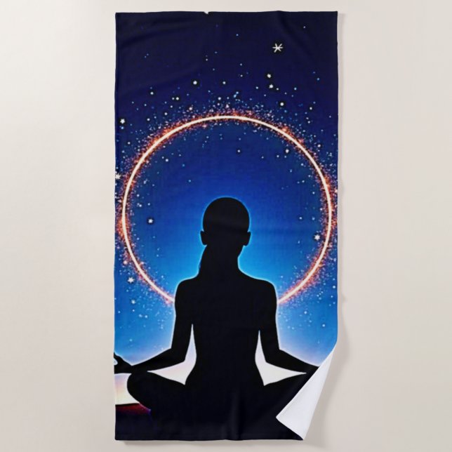 Zen unter Sternen: Kosmische Meditation Strandtuch (Vorderseite)