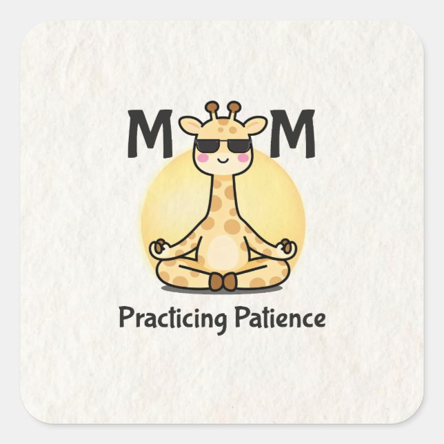 Zen Vibe | Practicing Patience Giraffe Quadratischer Aufkleber (Vorderseite)