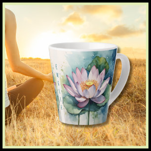 Zen Vibe Watercolor Pink Lotus Blume Latte Tasse