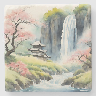 Zen Watercolor House Coaster Steinuntersetzer