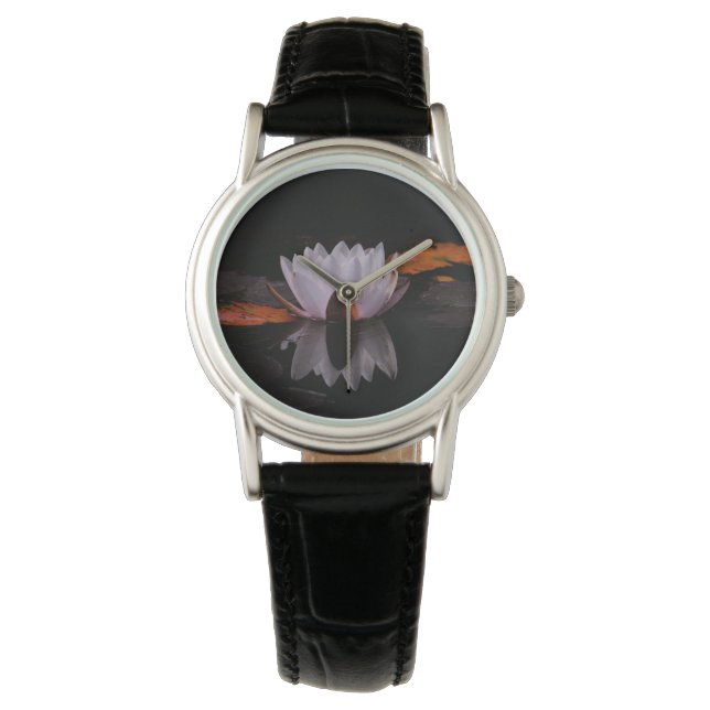 Zen White Lotus Blume Armbanduhr (Vorderseite)