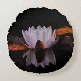 Zen White Lotus Blume Rundes Kissen