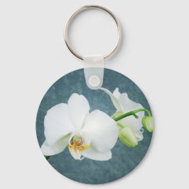 Zen White Orchid Blume Schlüsselanhänger