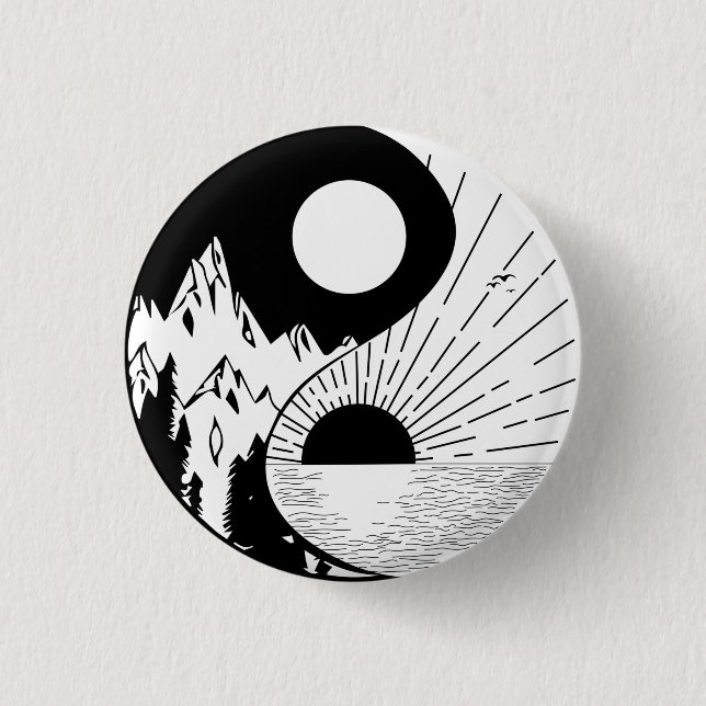 Zen Yin Yang Schwarz-weiß Button (Vorderseite)
