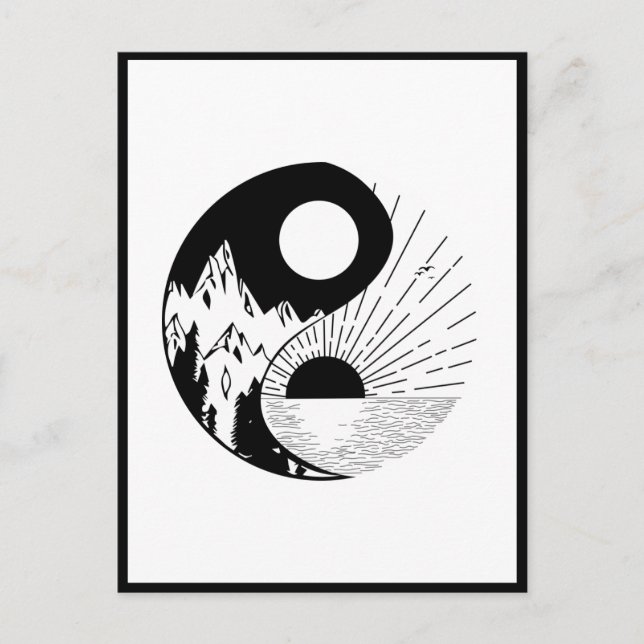 Zen Yin Yang Schwarz-weiß Postkarte (Vorderseite)