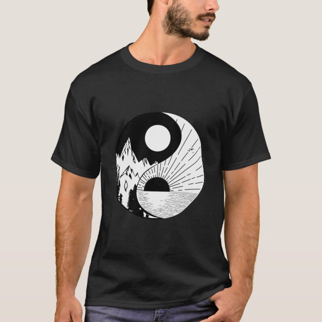 Zen Yin Yang Schwarz-weiß T-Shirt (Vorderseite)
