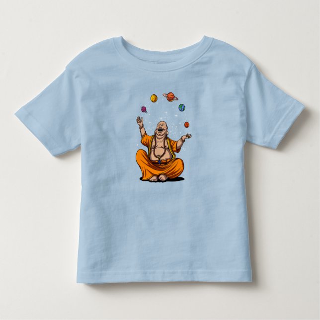 Zen Yoga Buddha Juggling Space Planets Meditation Kleinkind T-shirt (Vorderseite)