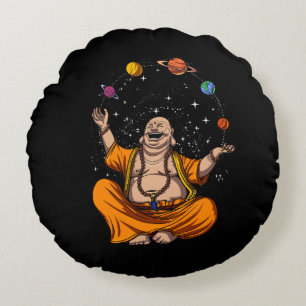 Zen Yoga Buddha Juggling Space Planets Meditation Rundes Kissen
