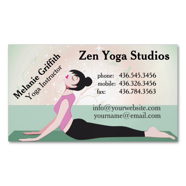 Zen Yoga Instructor/Trainer Magnetic Business Card Magnetische Visitenkarte (Vorderseite)