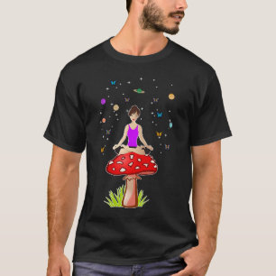 Zen Yoga Meditation Frauen Pilz Buddha Psychede T-Shirt