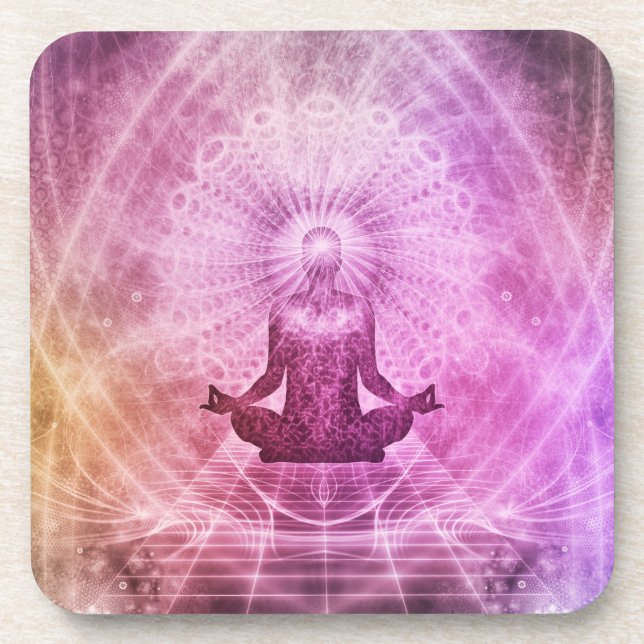 Zen Yoga Meditation Lotus Spirituell Getränkeuntersetzer (Vorderseite)