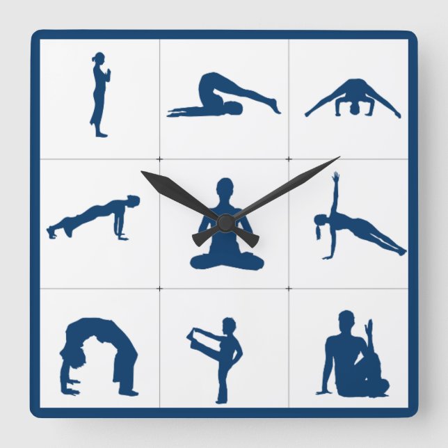 Zen-Yoga-Meditation Quadratische Wanduhr (Vorderseite)