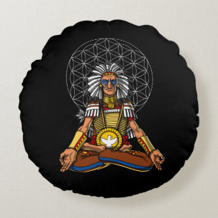 Zen Yoga Native American Chief Indian Mediation Rundes Kissen