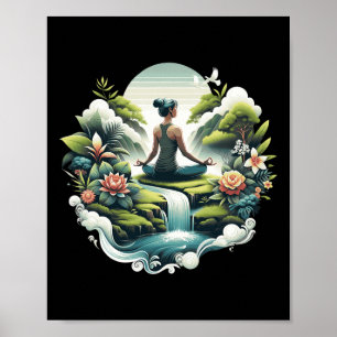 Zen Yoga Wasserfall Friedliche Meditation Wellness Poster