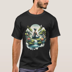 Zen Yoga Wasserfall Friedliche Meditation Wellness T-Shirt